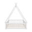 Lit double pleine grandeur en forme de tente avec garde-corps, porte et plateforme à lattes - Lit pour enfant en bois de pin, blanc-540859085-540859074