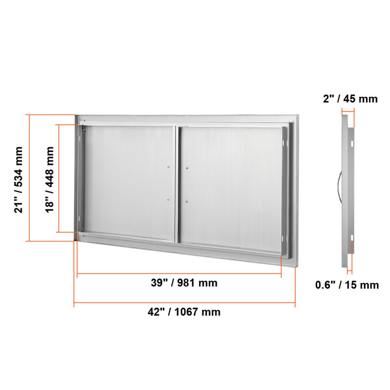 42'' Stainless Steel Double Outdoor Kitchen Access Door