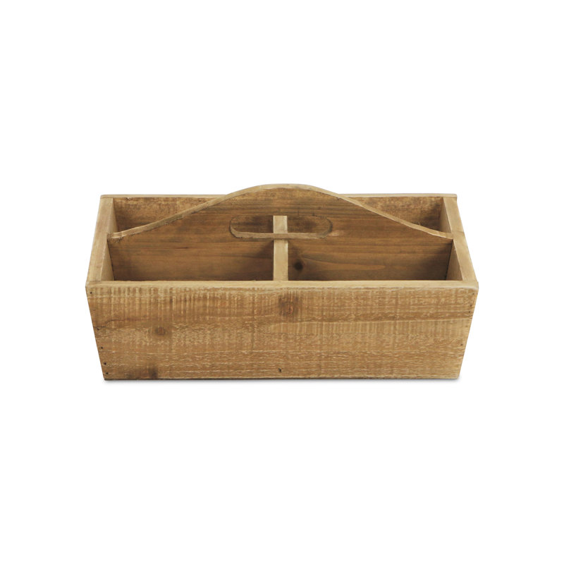 Plateau en bois à quatre compartiments, Brun