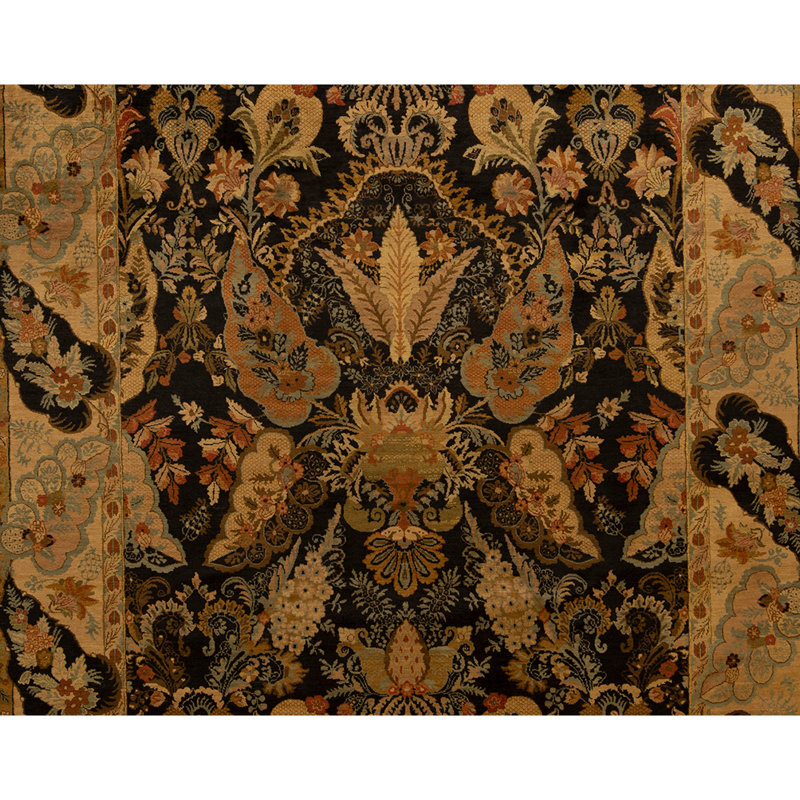 Hand Knotted Wool Oriental Area Rug in Black And Ivory