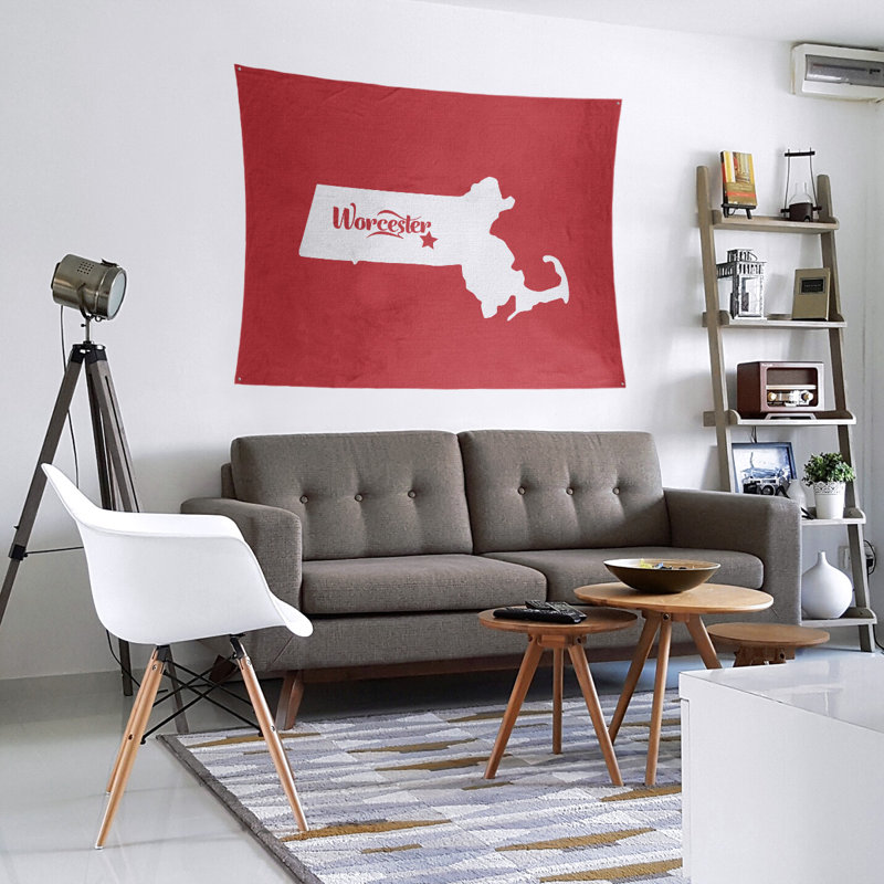 Tapisserie murale Worcester, Massachusetts, H 27,5 po x l 37,5 po, Rouge