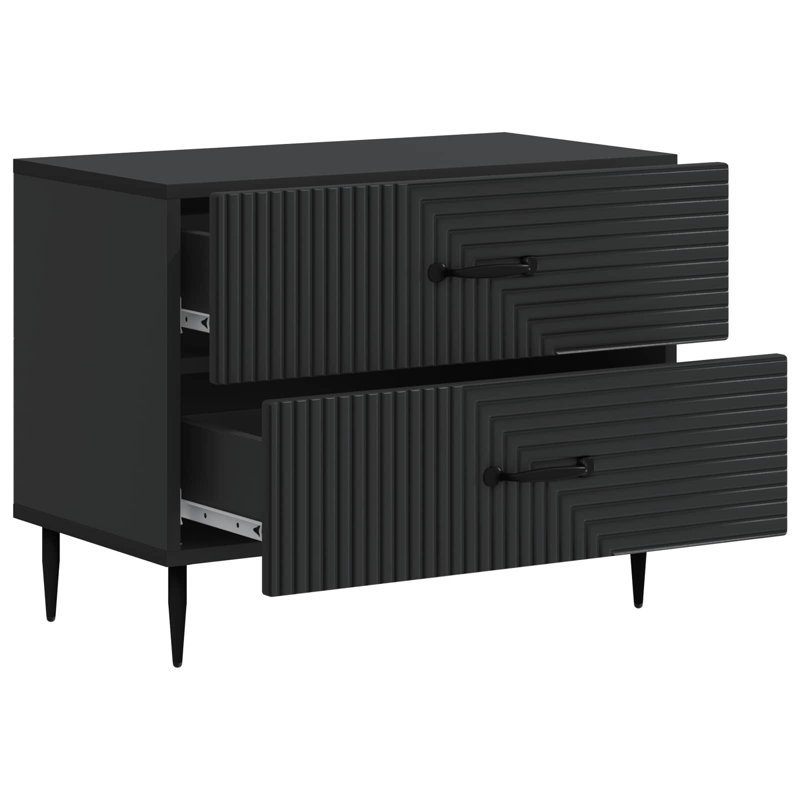 62cm W Manufactured Wood Bedside Table, Black