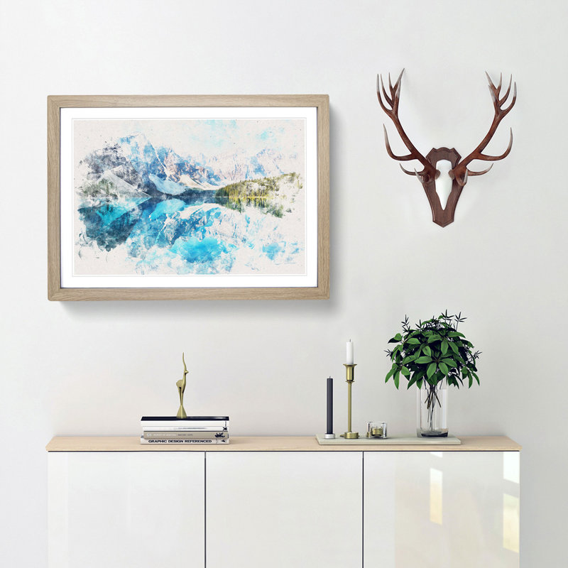 Morraine Lake in Banff Canada - Picture Frame Graphic Art Print, Oak Framed, 62cm H x 87cm W x 2cm D