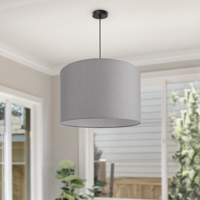 Drum pendant lamp 1-light Ishmeal, Black, Black, 21cm H x 38cm W x 38cm D