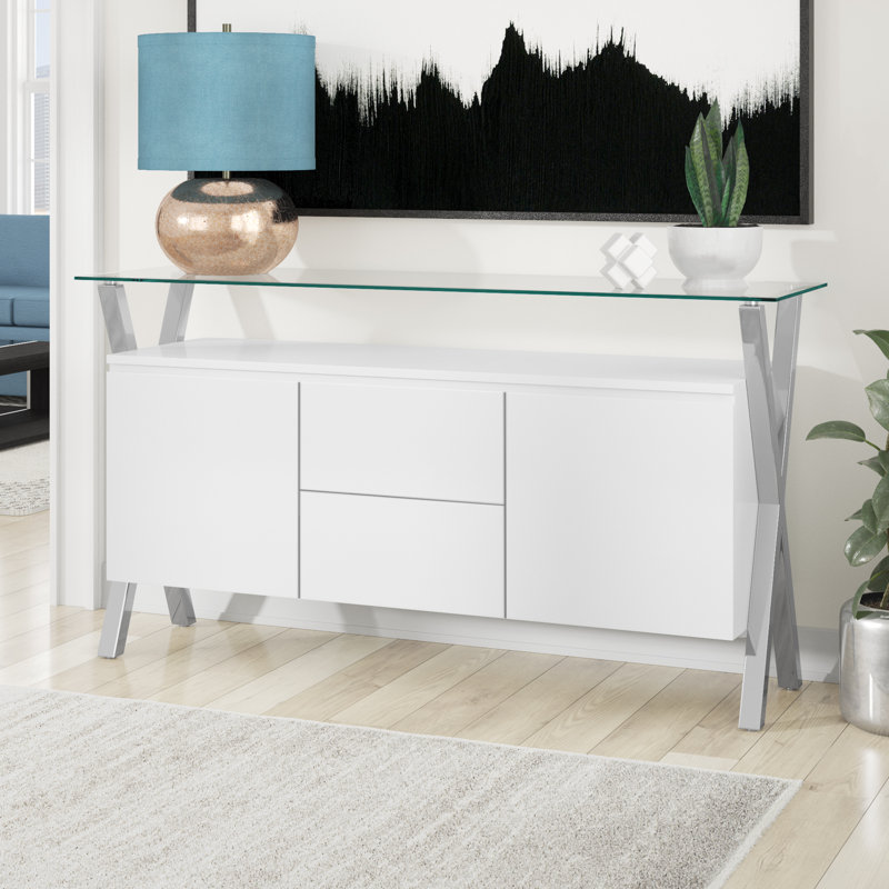     Buffet moderne Pangea Home Beverly, Blanc / argenté
