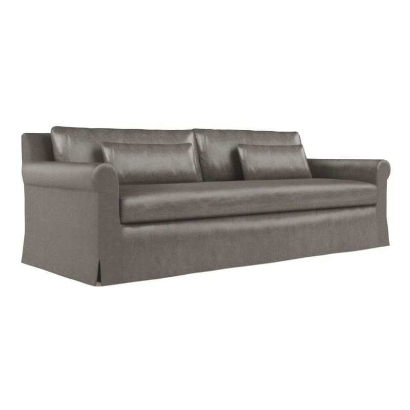Canapé à accoudoirs arrondis Ludlow, H 34 po x l 96 po x P 42 po, Patiné, Velours écrasé chocolat