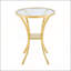 Table de bar en acier inoxydable avec plateau en verre trempé et base plaquée or