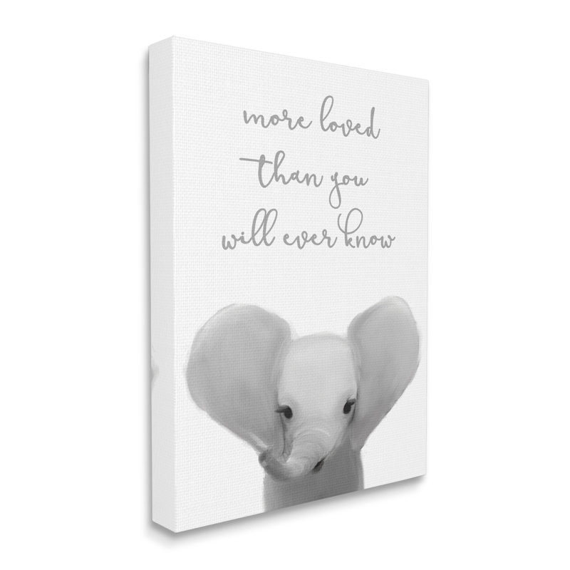 Annabel plus aimée que vous ne le saurez jamais Éléphant mignon, H 48 po x l 36 po x P 1,5 po, Toile tendue