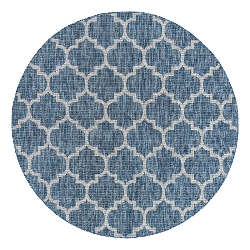 Suffolk Blue Indoor/Outdoor Area Rug, Round 7'10"
