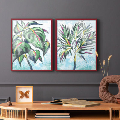 «Candy Palm Fresco I», reproduction encadrée de qualité supérieure - prête à être accrochée - aucun clou requis - aucun clou requis