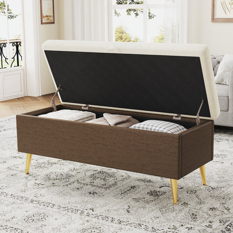 Banc de rangement avec repose-pieds Modern Modern, Beige