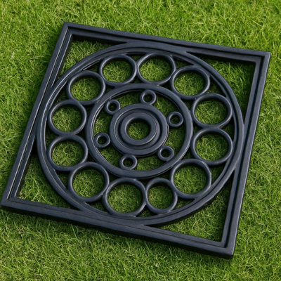 Tapis de porte carré extérieur en caoutchouc noir 40,6 cm x 40,6 cm