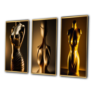«Stylish Golden Dress Mannequin», 3 pièces