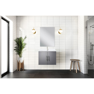 Dark Grey 24" W X 22" D Bathroom Vanity With 18" Mirror - Ample Storage Space Fully Assembled Unit 24 In. 22 18 Substantial Benefits