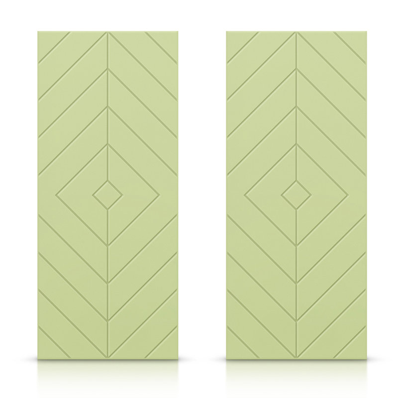 Portes de placard coulissantes à panneaux en bois manufacturé, Vert sauge, 60 po x 84 po