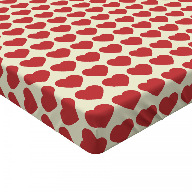 Microfiber Fitted Sheet, Queen Fitted Sheet, Wheat/Red, Heart 2