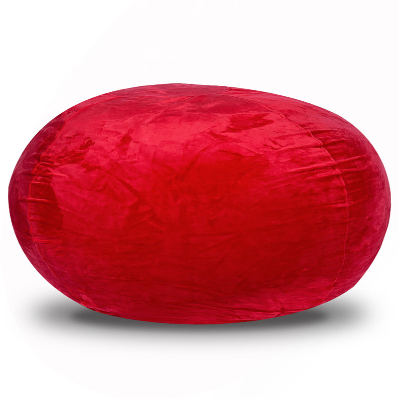 Minky Velvet Bean Bag Chair, Red-3Ft Plush Floor Chair For Kids And Adults W/ Washable Cover, Lounge Chair With Stretchable Fabric, Comfy Bedroom Chair, Filled With Shredded And Memory Foam