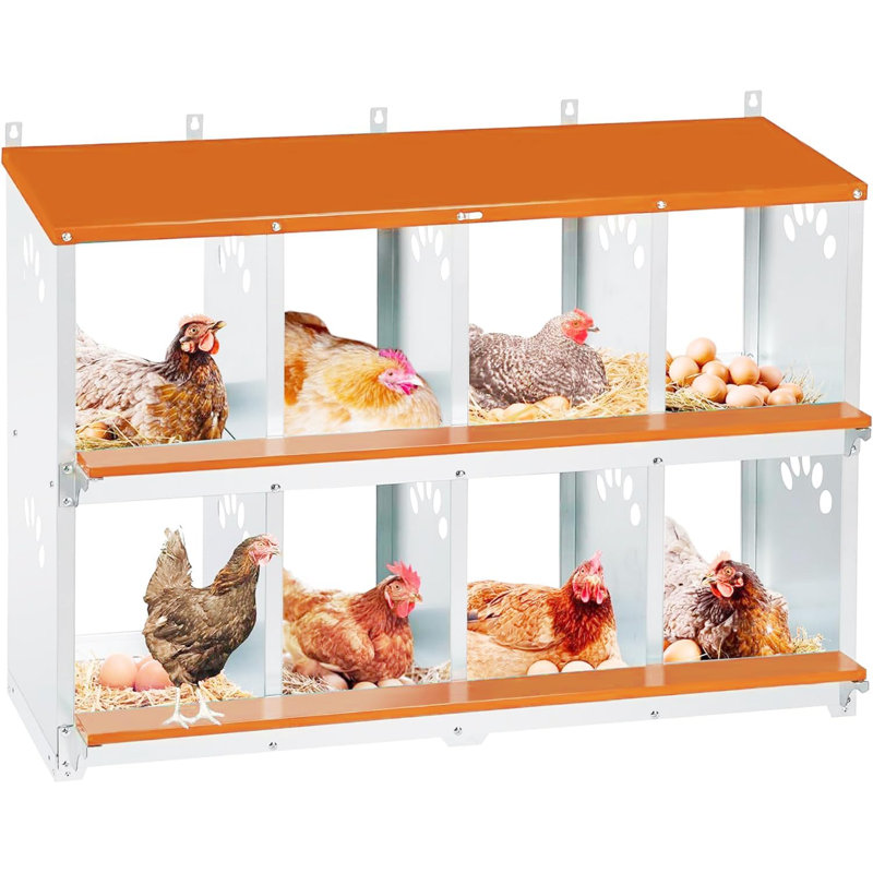 Boîte de nidification pour poulets, boîte à poules roulante avec couvercle, acier galvanisé et plastique, facile à nettoyer, collection innovante d'œufs, boîte à œufs pour poules ventilée, sécuritaire et confortable