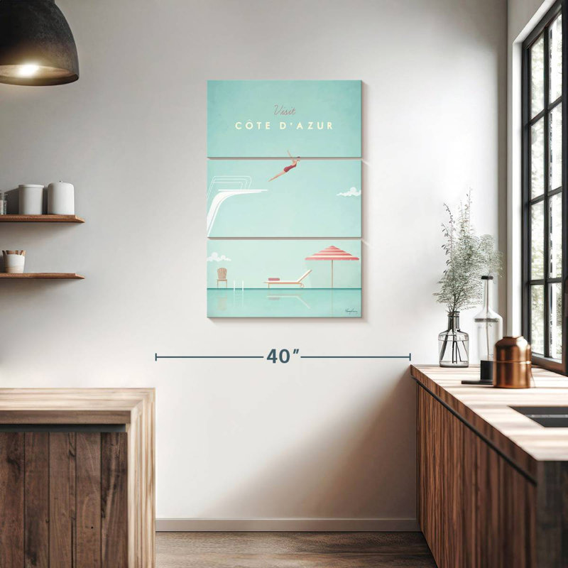Affiche de voyage rétro Cote D'azur, H 38 po x l 24 po