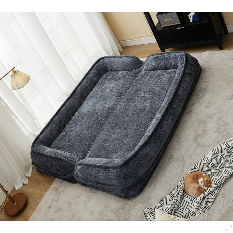 Double Human Dog Bed,Lazy Sofa ,Loveseat,Fits You & Pets,Extra Large Floor Couch,Can Sit Or Lie Down,2-In-1,5 Adjustable Position, Plump Pillow,2 Seat,Chenille