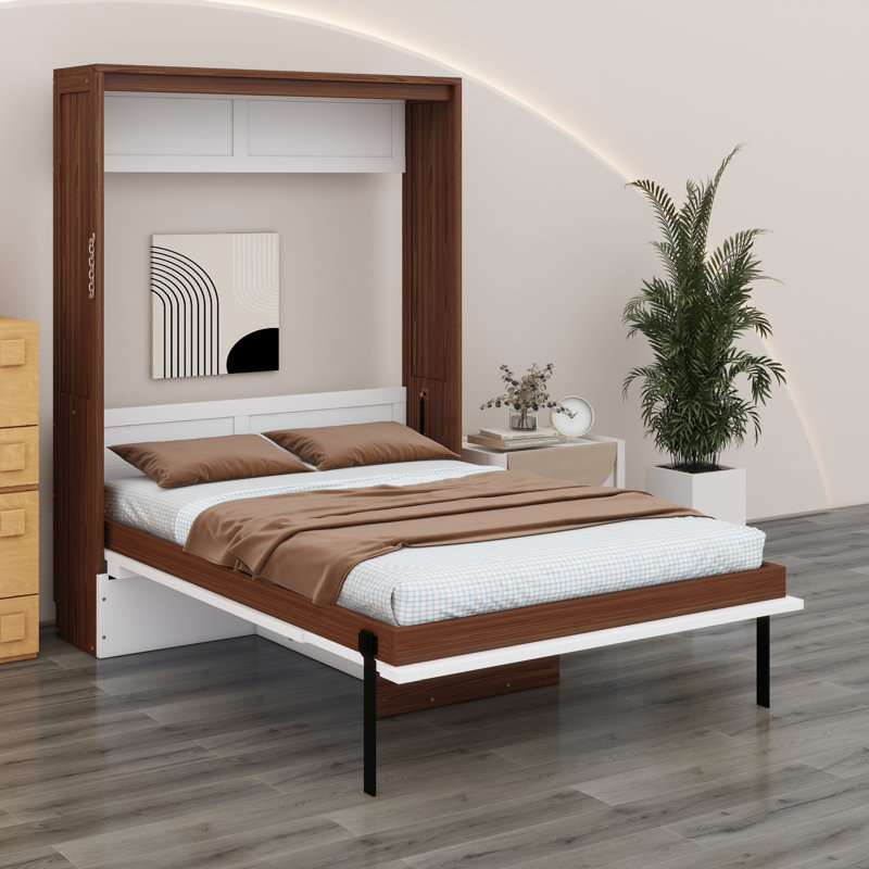 Lit escamotable avec bureau escamotable Murphy, Blanc
