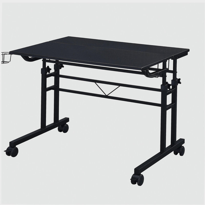 Bureau d'écriture mobile à hauteur réglable Mobile - équipé de tablettes mobiles et de roues verrouillables, Noir