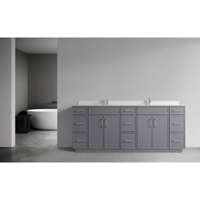 84'' Double Bathroom Vanity Base Only, Gray