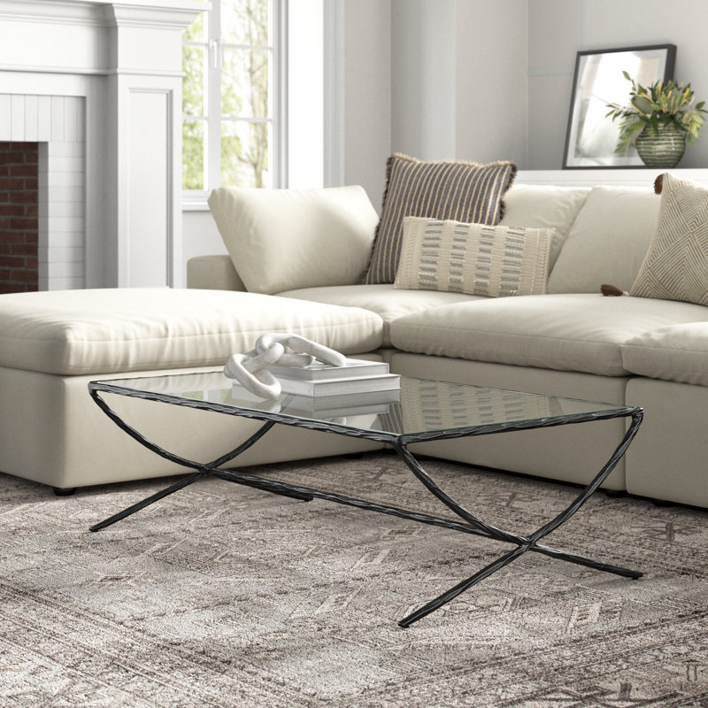 Evelynn Glass Top Coffee Table, Black