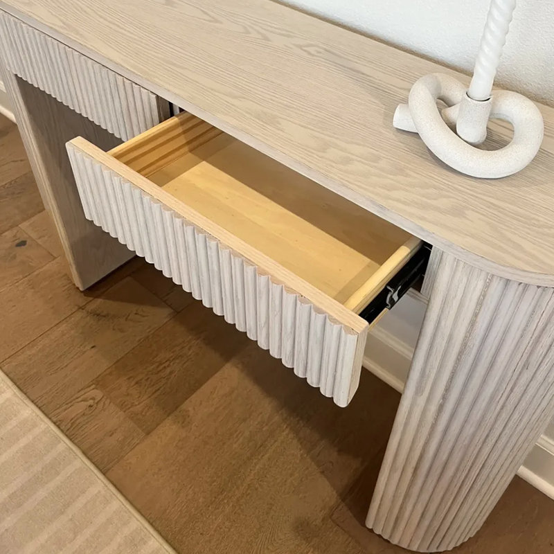 Console légère et luxueuse rétro, H 31,5 po x l 47,2 po x P 11,8 po, Blanc cassé