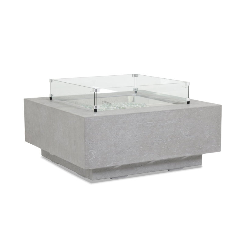 Bazaar Gravelstone Concrete Propane/Natural Gas Fire Pit Table, 17" H x 40" W x 40" D