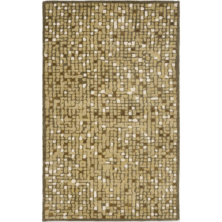 Martha Stewart Hand Tufted Wool/Viscose Geometric Rug in Tea Green
