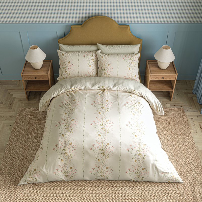 Summer Harvest Cotton Floral Duvet Cover Set, Double Duvet Cover Set + 2 Pillowcases