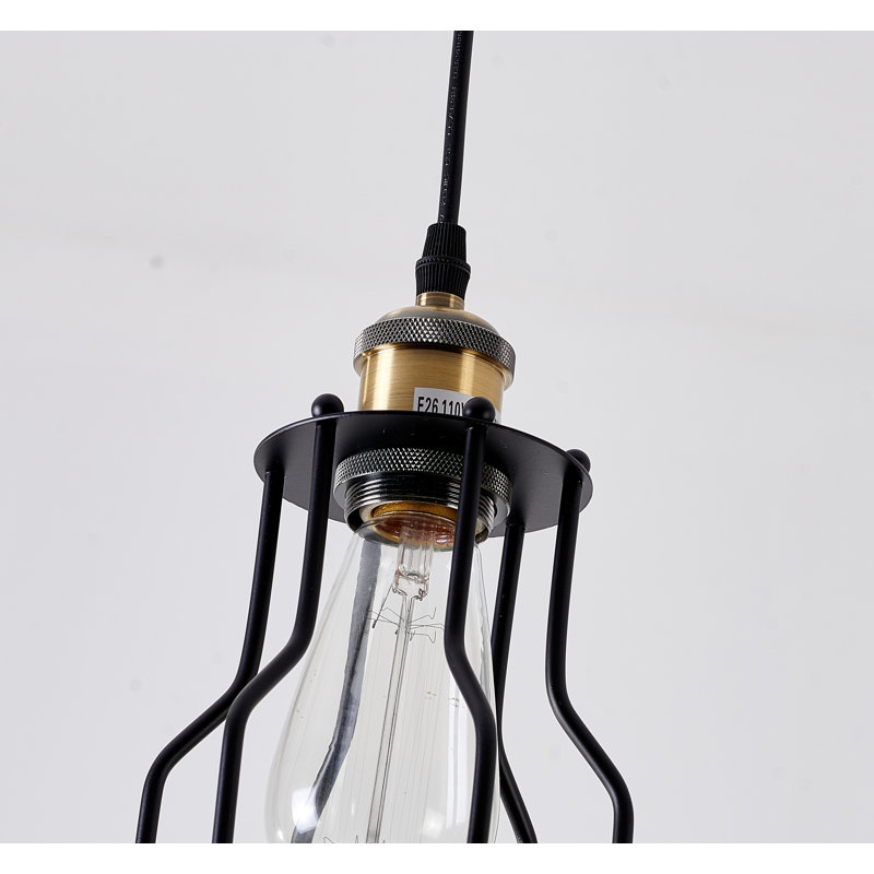 Brough Industrial 1 Light Black Cage Pendant