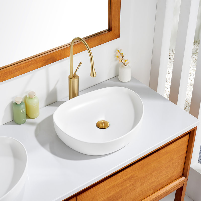 Modern 20 in. Bathroom Ceramic Vessel Sink Art Basin, Matte Black