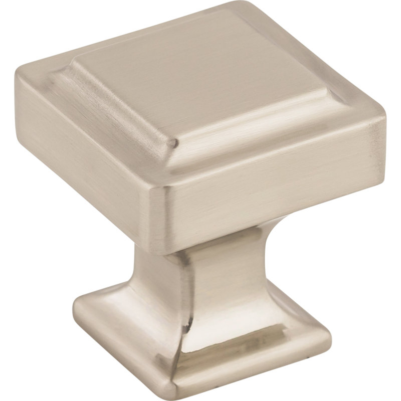 Ascendra Square Knob, Brushed Satin Nickel, 1" Length