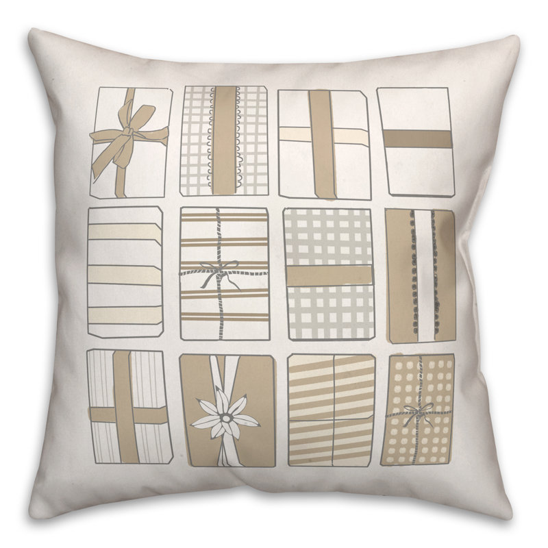 Neutral Gift Boxes Throw Pillow, 18" x 18"