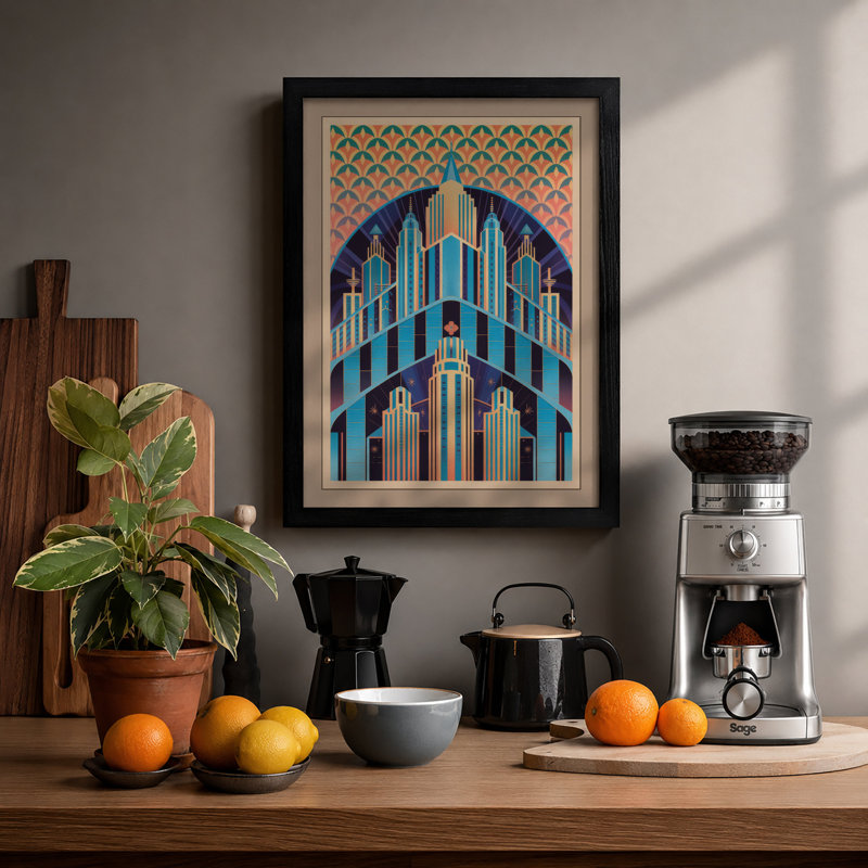 Monumental Organ Art Deco - Print, Black, A4 - 29.7 x 21.0 cm