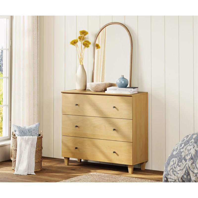 Commode 3 tiroirs L 35,4 po Lysiane, Chêne