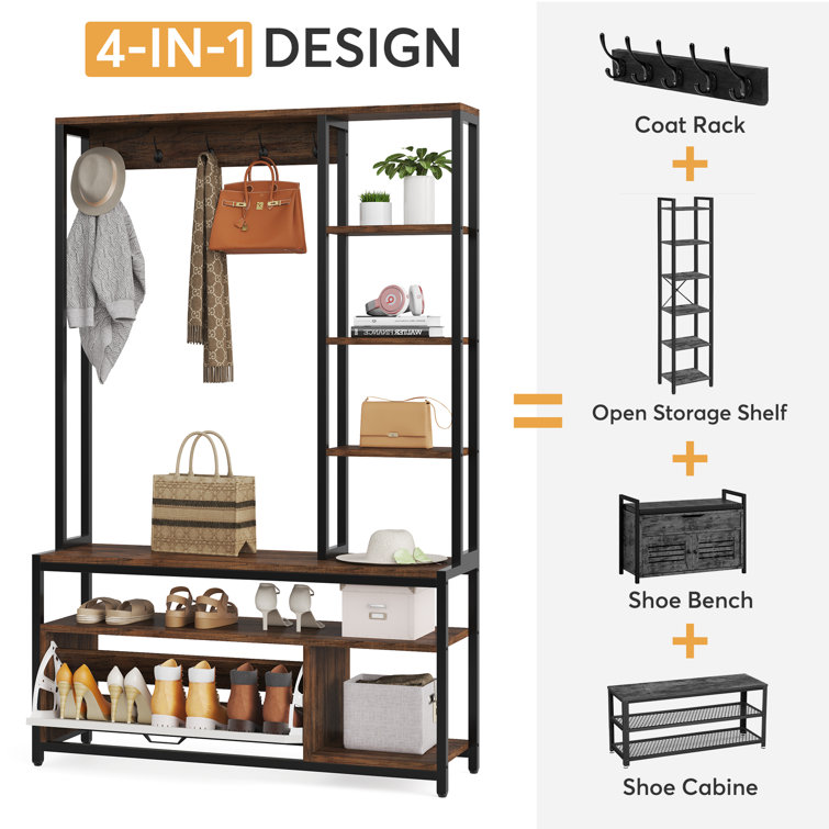 17 Stories Hall Tree 47.24'' Wide with Bench and Shoe Storage