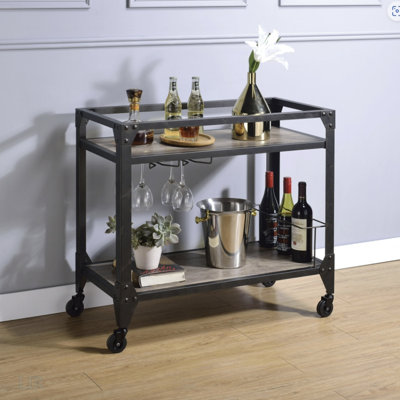 Jorgensen Charcoal Finish Serving Cart, Serving Cart by 17 Stories