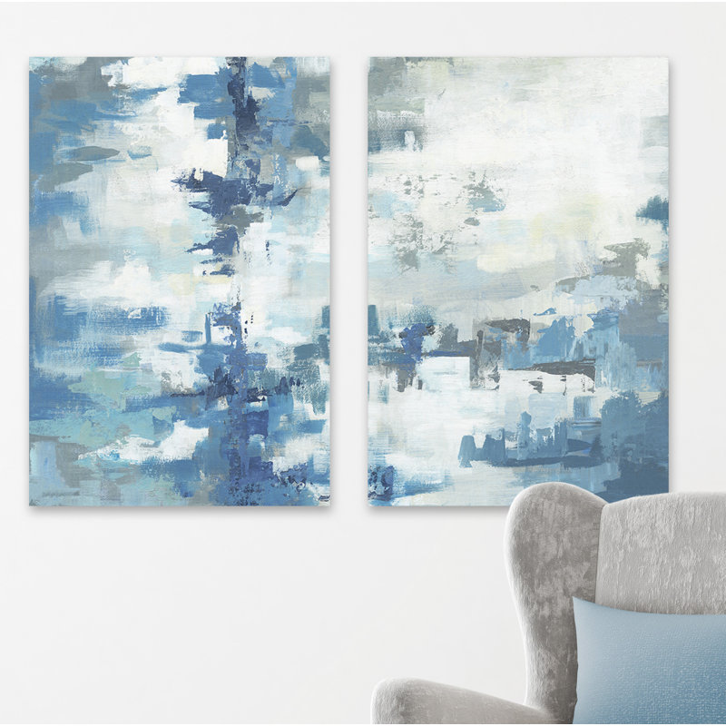 « ascording blue teintes » par parvez taj,-ensemble de 2 images sur toiles tendues, ensemble de 2 pièces