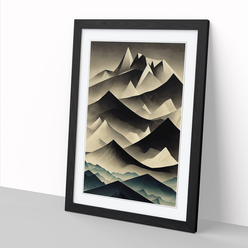 Mountain Abstract Design 1 Piece Wall Art, 34cm H x 25cm W x 2cm D, Black
