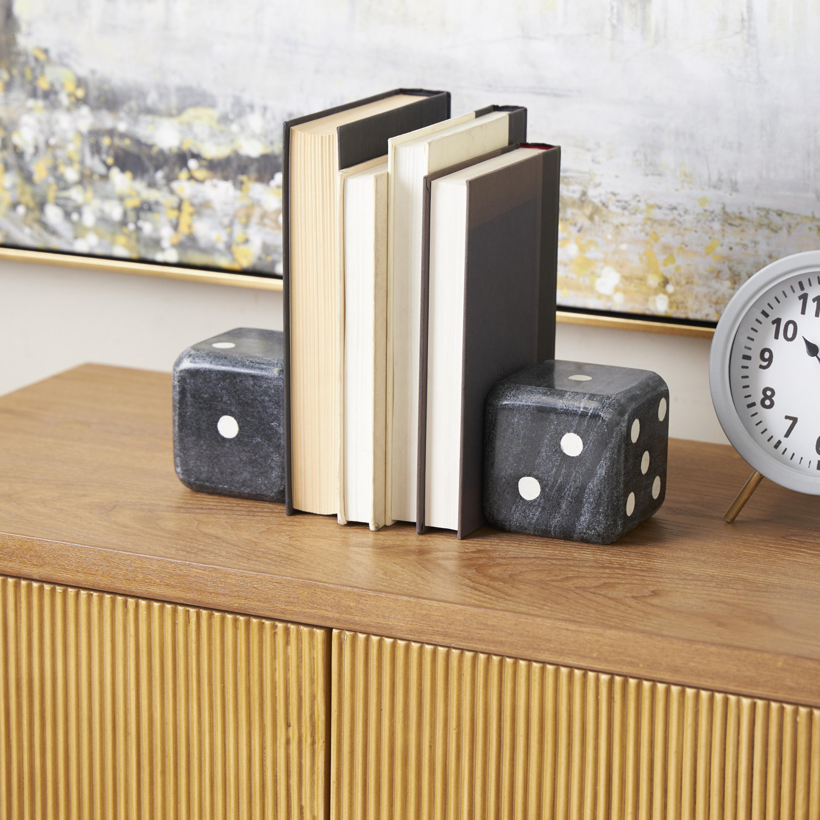 Olena Dice Bookends, Black/White