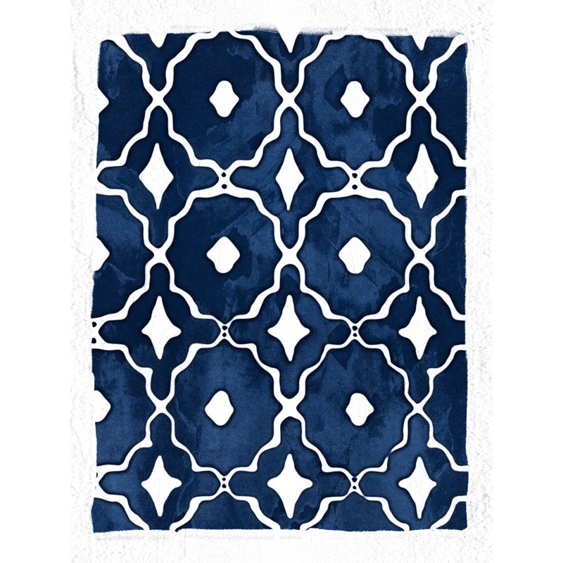 Motif bleu marine - peinture sur toile tendue, H 16 po x l 12 po
