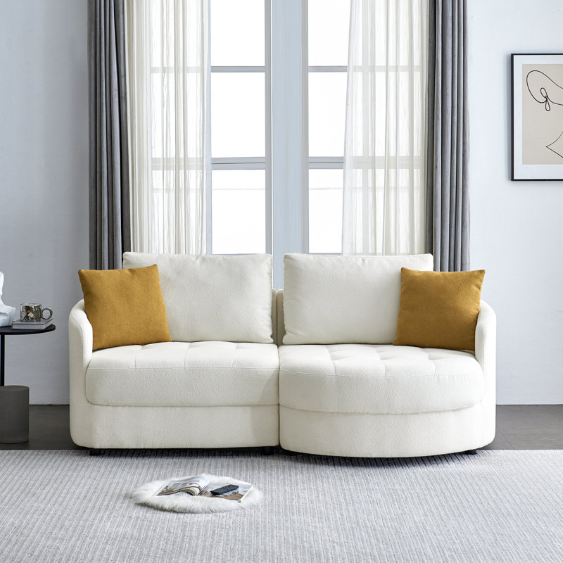 Canapé modulaire 3 pièces Edrikas, Mélange de polyester beige, Accoudoir à droite (vu de face)