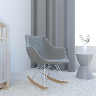 Chaise berçante moderne rembourrée - Petit fauteuil d'appoint pour chambre de bébé, enfant ou salon | Fauteuil d'allaitement avec dossier courbé et pieds en bois
