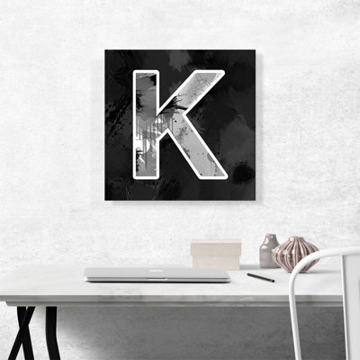 Art moderne noir et blanc, lettre K - impression sur toile tendue