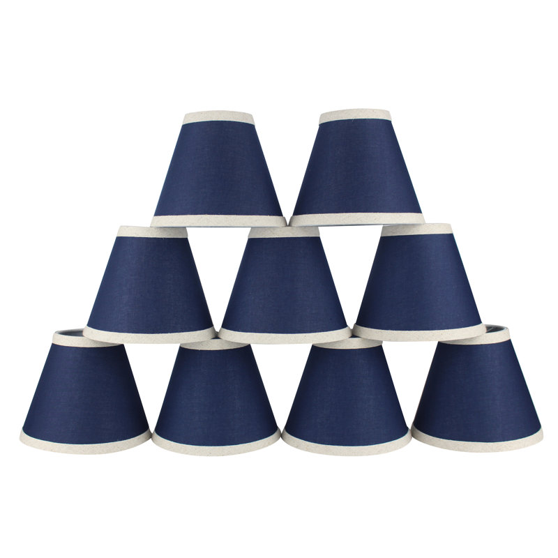 Abat-jour en coton empire à candélabre H 5 po x l 6 po (attache) en bleu marine/gris