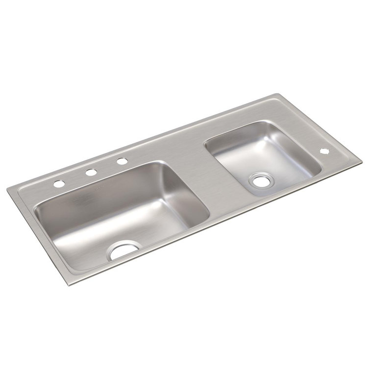 Elkay Lustertone Classic Stainless Steel 37-1/4" X 17" X 6-1/2", Double Bowl Drop-In Classroom ADA Sink