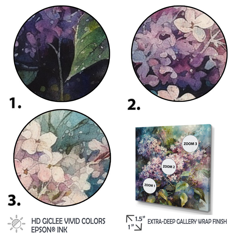 Mauve, vert, lilas I sur impression sur toile, H 30 po x l 30 po x P 1 po, Toile tendue
